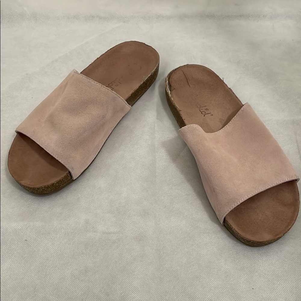 Splendid Women's Pink Suede Slide Sandals